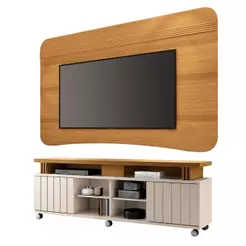 Rack Bancada Alpha com Painel Psy para TV Até 80 Polegadas 1,80m Ripado