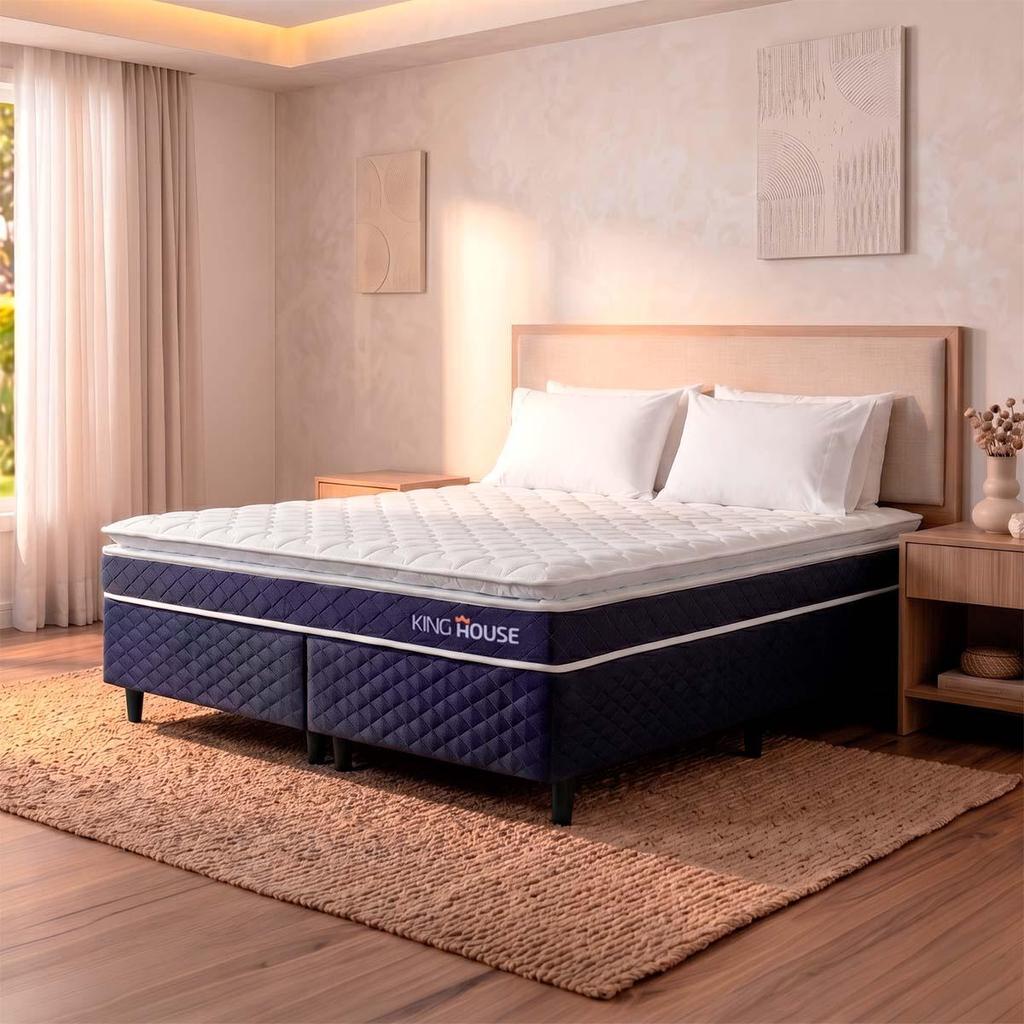 Cama Box Azul Durban Azul D28 King 193x203 - King House