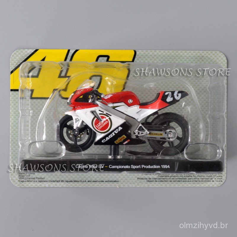 Modelo de Motocicleta em Escala 1:18, Réplica Miniatura Cagiva Mito EV Valentino Rossi 46