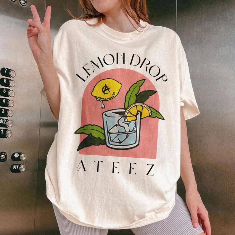 Music.Soul Camiseta Unissex Ateez Lemon Drop Golden Hour In Your Fantasy Tour 2025 Estampa Colorida Fofa Moderna T...