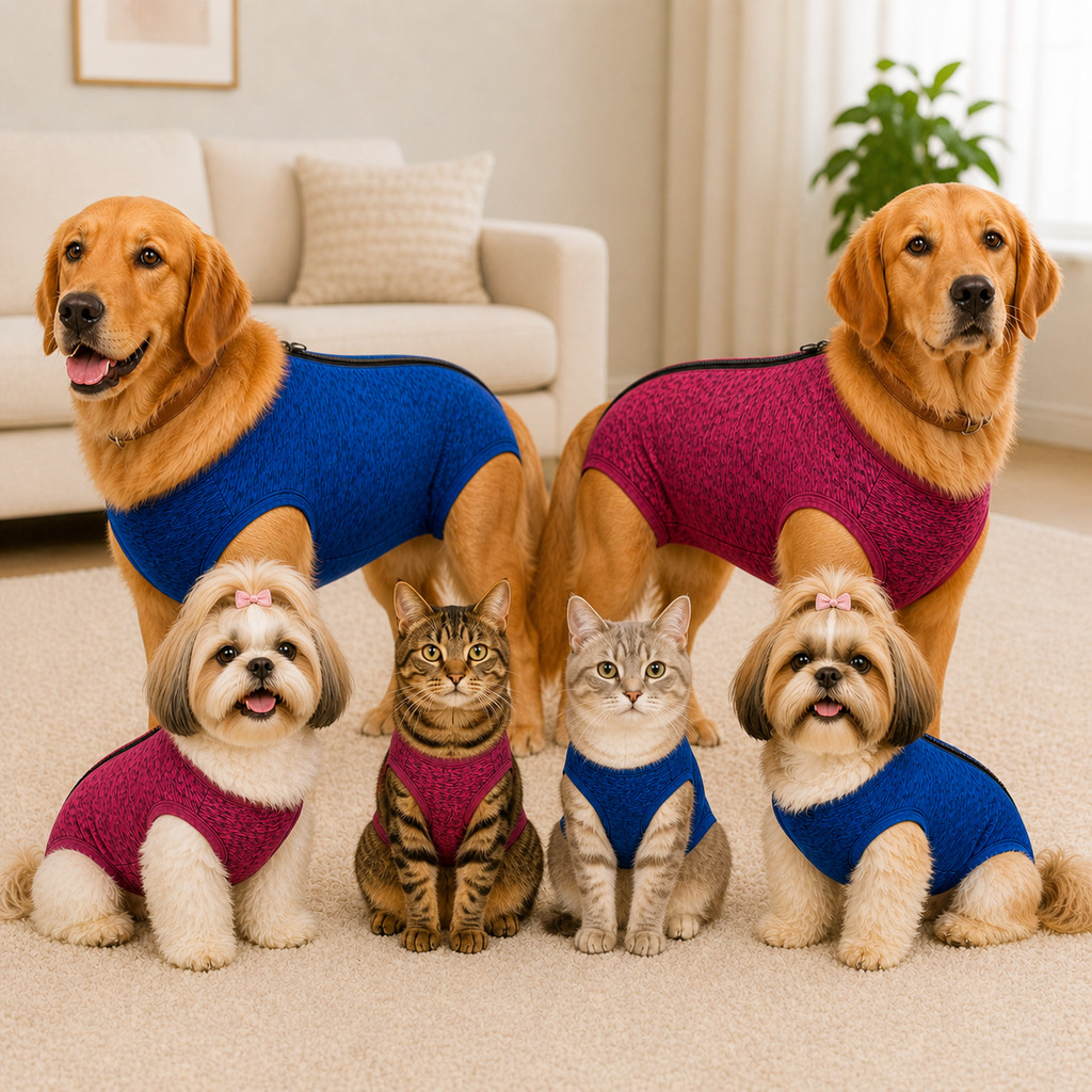 Roupa Pós Cirúrgica Pet Luxo Todos os Tamanhos 00 a 15 Com Zíper Fêmea e Macho Cães e Gatos