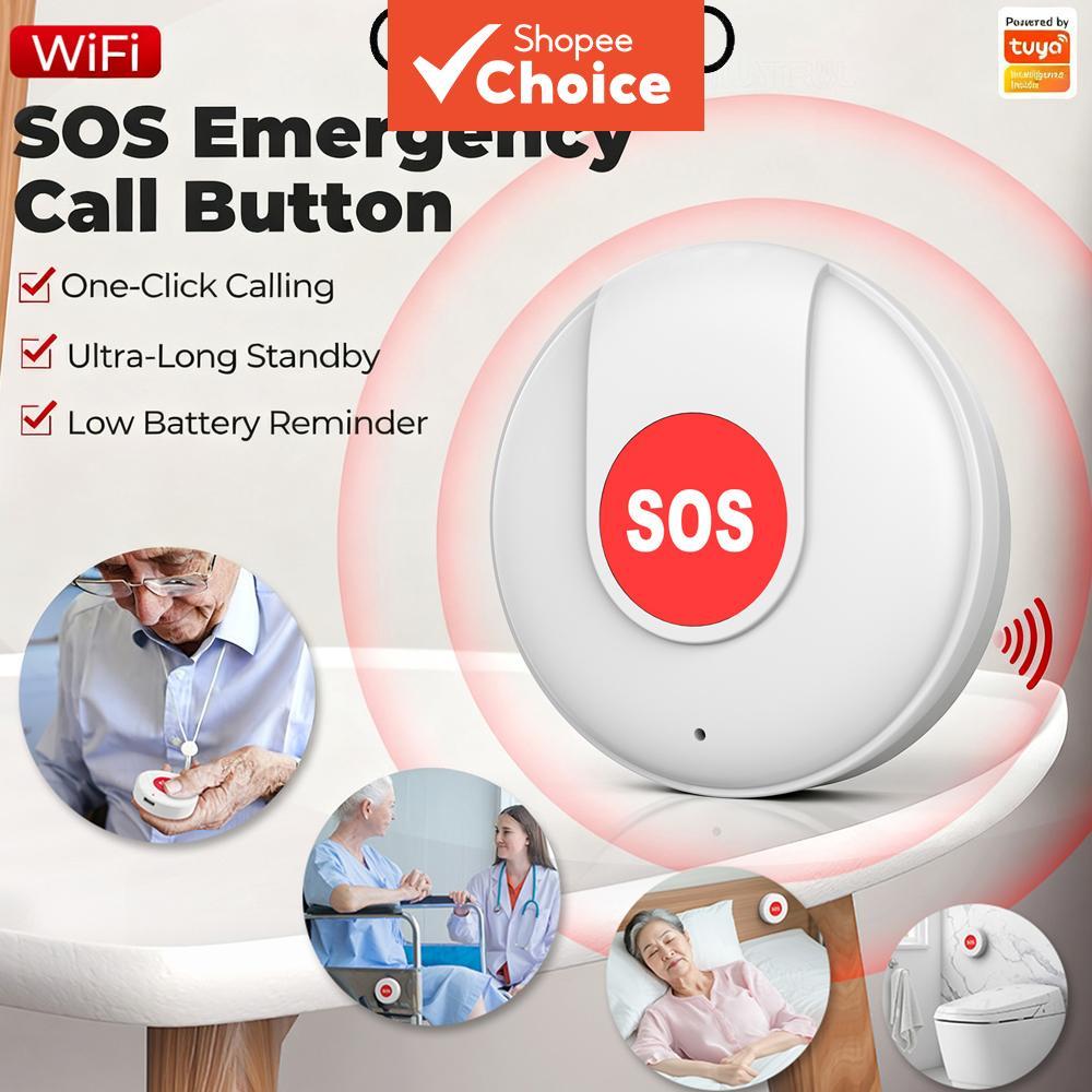 Botão de Pânico WiFi 1/2/3/4PCS SOS Botão de Emergência Sem Fio Alarme de Segurança para Idosos e Crianças Tuya APP
