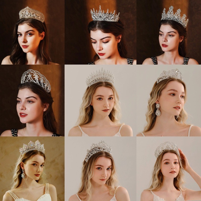 Liga strass luxo coroa noiva casamento princesa coroa casamento festa de aniversário banquete elegante acessórios para o