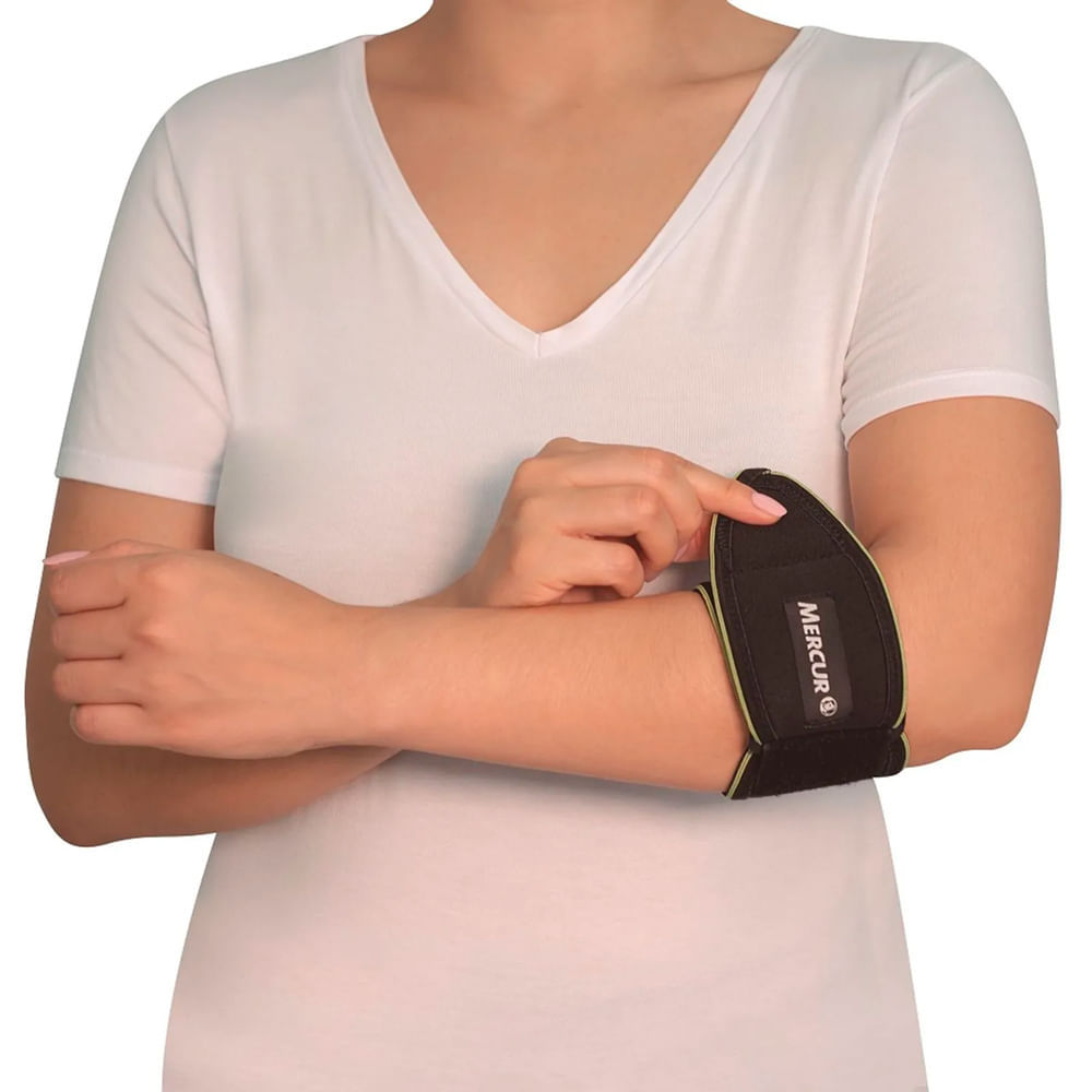 Munhequeira e Cotoveleira Mercur para Tennis Elbow Cor Preta Tamanho G/GG 1 Unidade