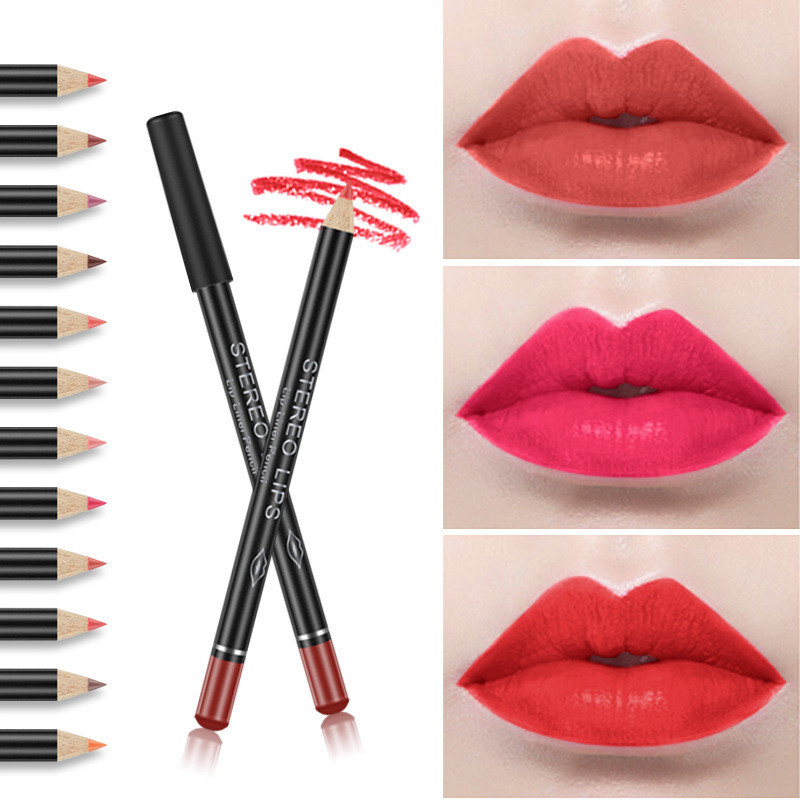 VIBELY Matte Lip Liner Pen À Prova D'água De Longa Duração Colorido Antiaderente Copo Batom Caneta