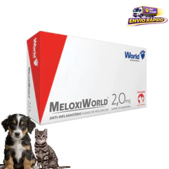 MeloxiWorld 2,0mg para Cães e Gatos até 20kg Anti-inflamatório 10 Comprimidos