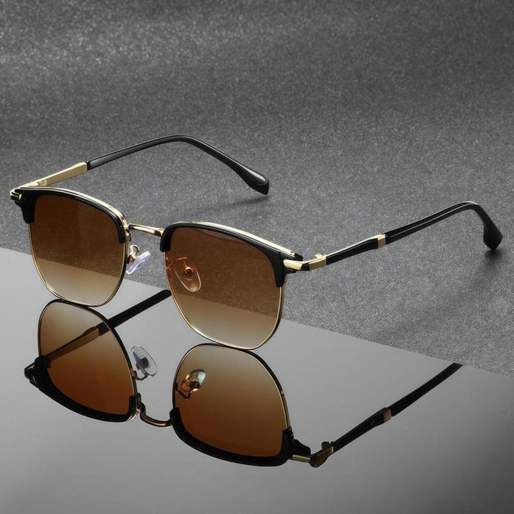 Moda Duplo Tom Retro Quadrado Metal Óculos De Sol Proteção UV400 Para Dirigir Anti UV Na Decorativos Unisex