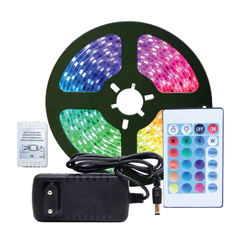 Kit 2 Fita LED 2835/5050 RGB 5M/10M Com Controle e Fonte 12V 270 LEDS 16 CORES IP44