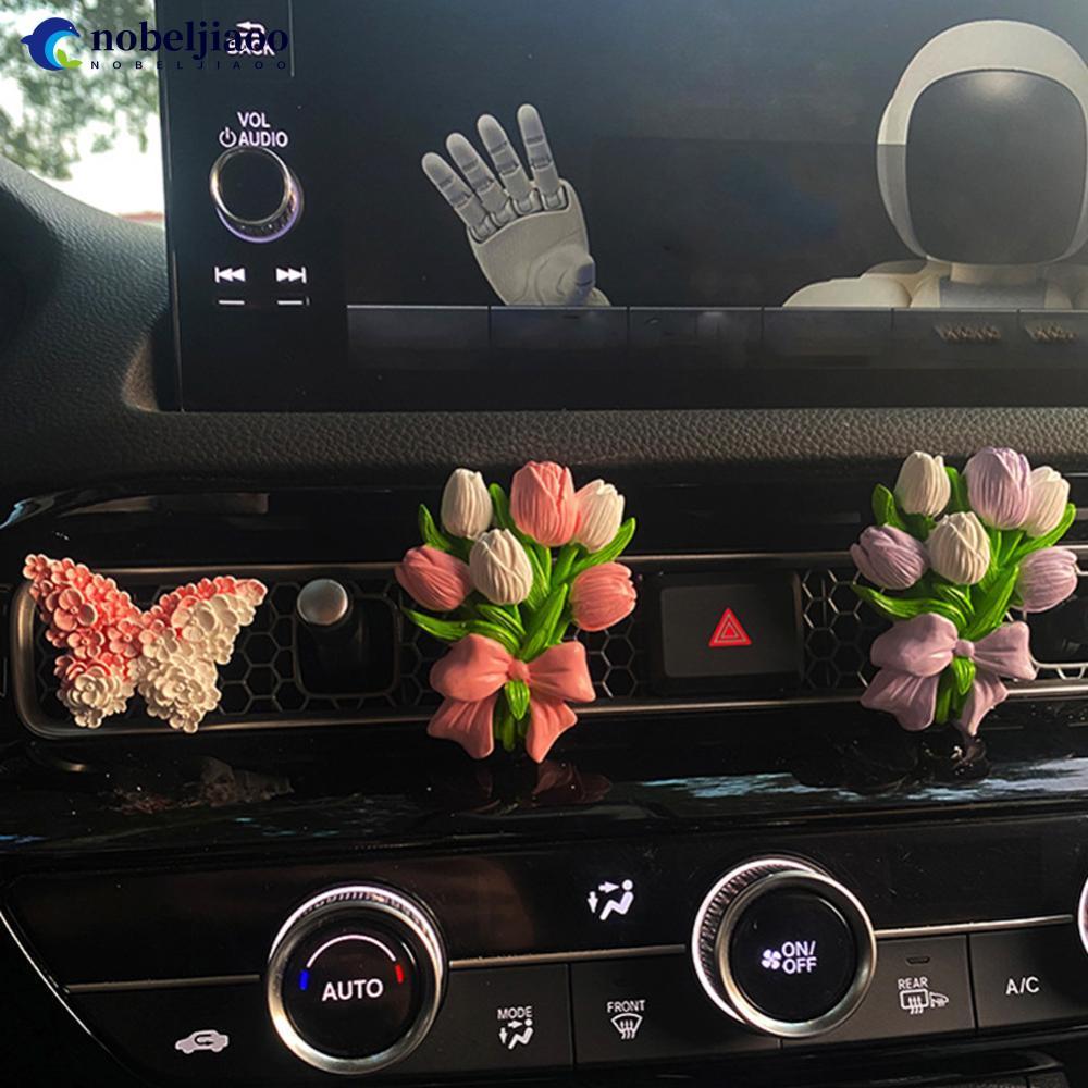 NOBELJIAOO Clipe De Saída De Ar De Tulipa De Flor De Carro Borboleta Ambientador Pêssego Difusor De Aroma Acessórios De