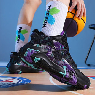Tênis de basquete Graffiti masculino jovem sola de borracha amortecimento casal O0YQ SYD5
