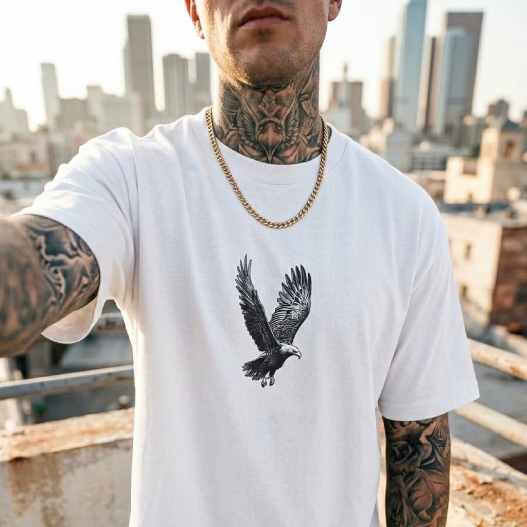 Camiseta Básica Casual Masculina Estampada Aguia Passaro Estilosa Premium Academia Treino Presente