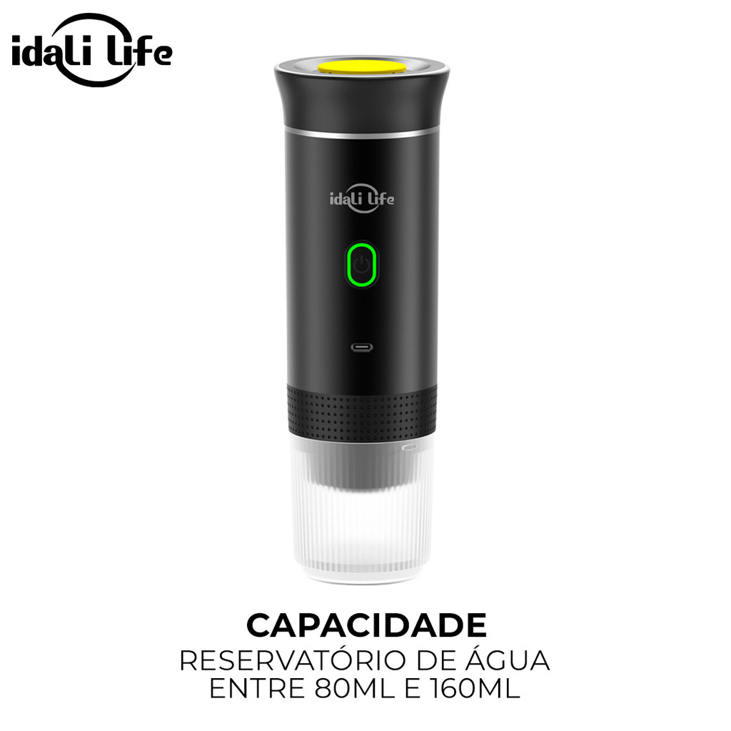 Máquina de Café Expresso Portátil 3 em 1 Elétrica Preta Cafeteira cápsulas ou Café Moído Idali Life · foto 2