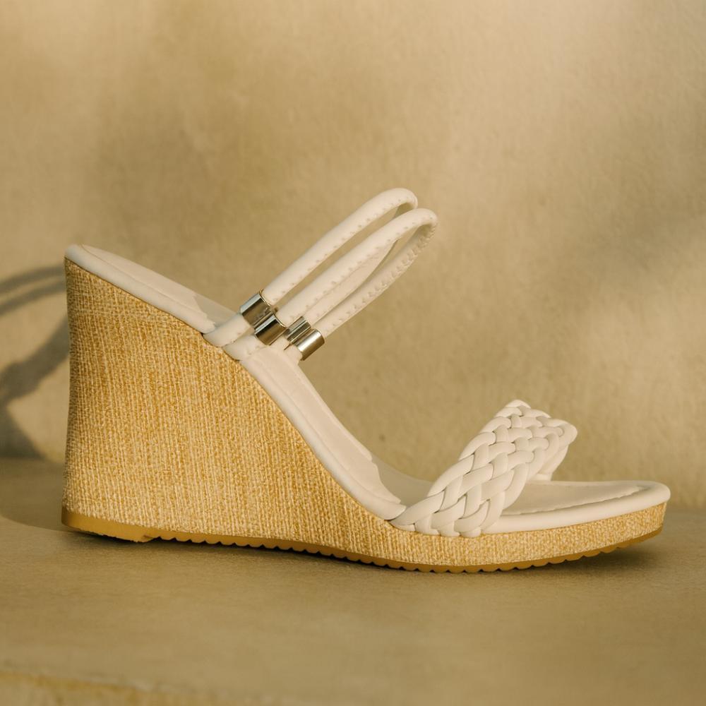 Sandália Anabela Salto Feminino 10cm Confortável Casual Elegante com Solado Antiderrapante