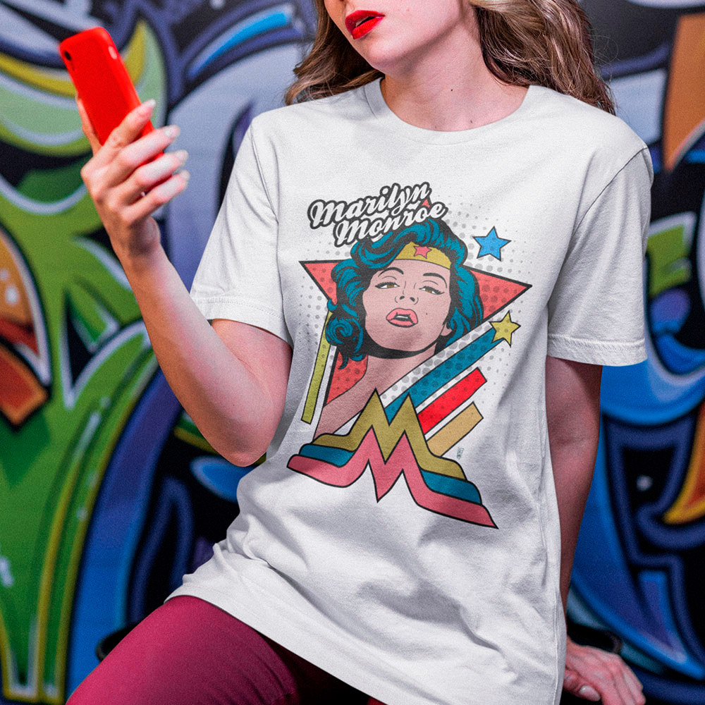 Camiseta Feminina Mulher Maravilha Marilyn Monroe Blusa Para Look Casual Camisa Algodão Premium