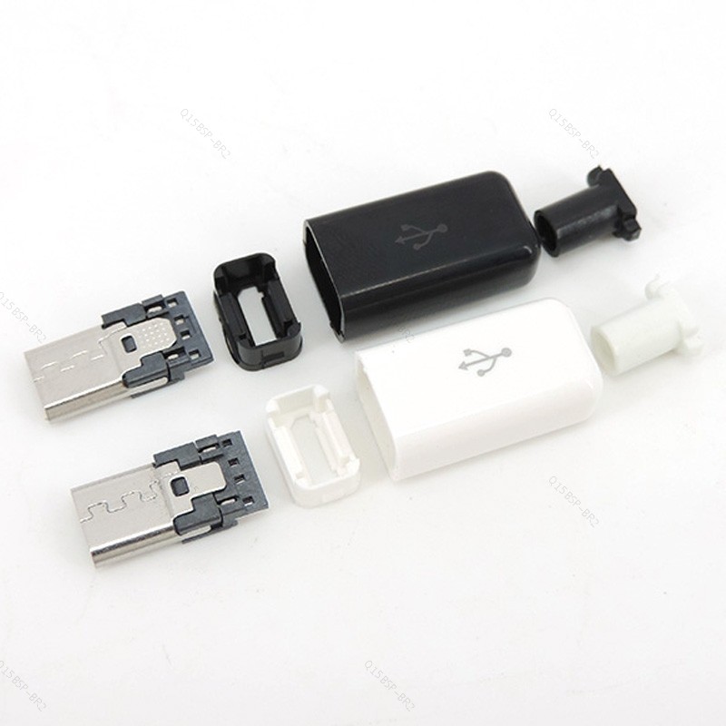 Micro USB 5PIN Tipo De Soldagem Macho Plug Conectores Carregador 5P Cauda Carregamento Soquete 4 Em 1 Branco Preto BR15B