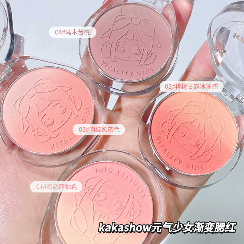 Kakashow gradiente blush fosco blush azul menina duas cores Rouge bonito brilho pó barato nu maquiagem recomendação