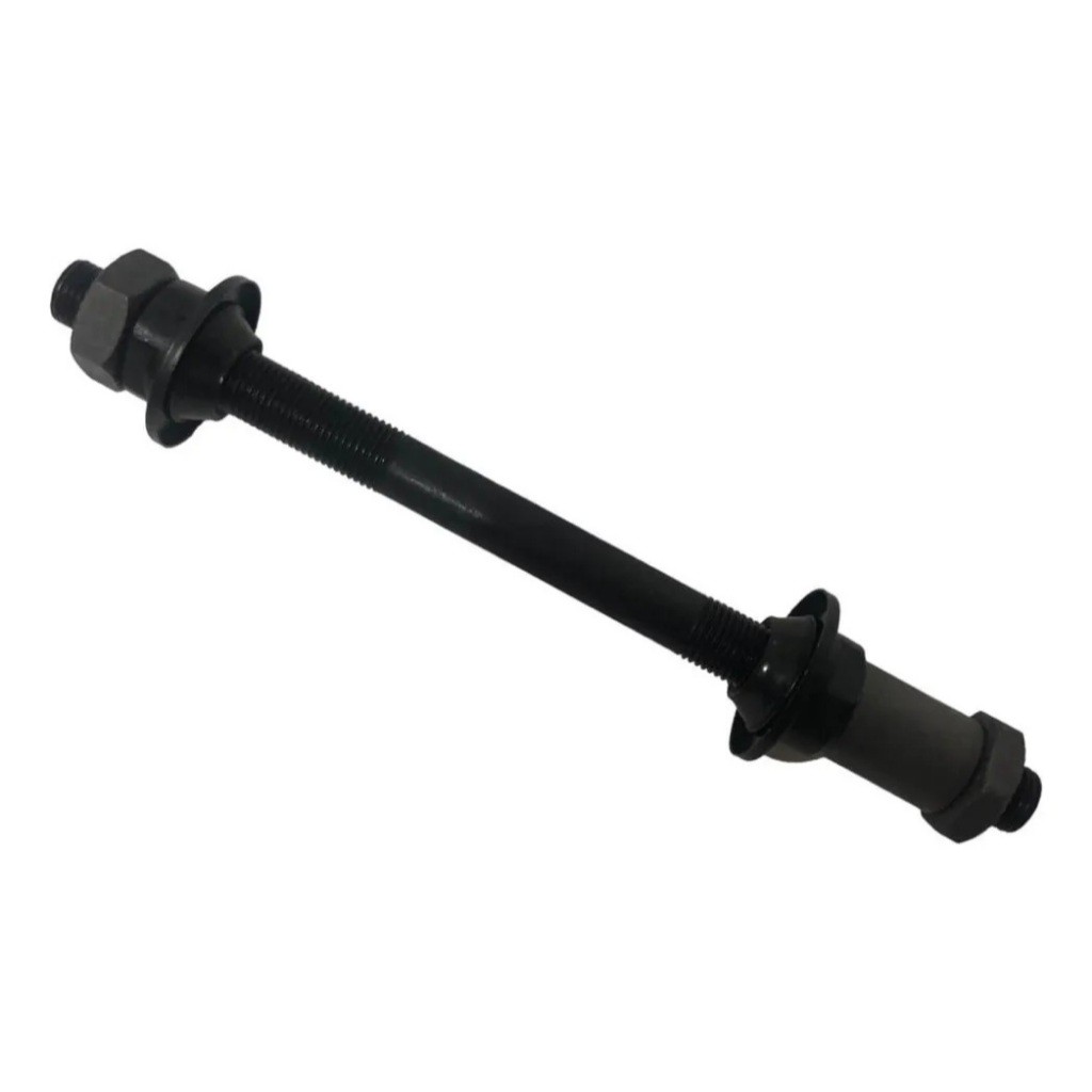 Eixo Traseiro Furado Com Espaçador 3/8x145mm P/ Cubo de Alumínio Com Blocagem Bike Aro 26 ou 29