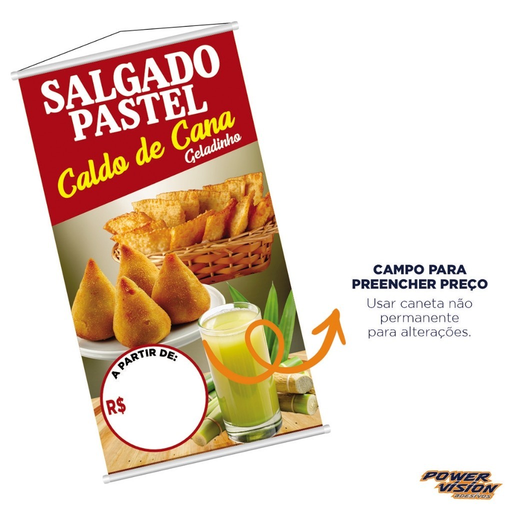 Banner Temos Pastel Frito Na Hora C/ Caldo De Cana Geladinho
