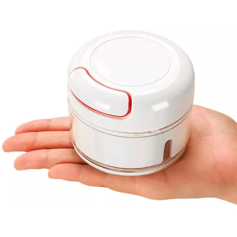 Mini Processador Manual de Alimentos Triturador e Picador com Lâminas Giratórias em Aço Inox