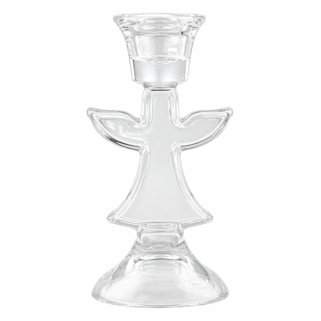 CASTIÇAL DE VIDRO ASAS DE ANJO 8,5CMX8,5CMX15,4CM RIO MASTER
