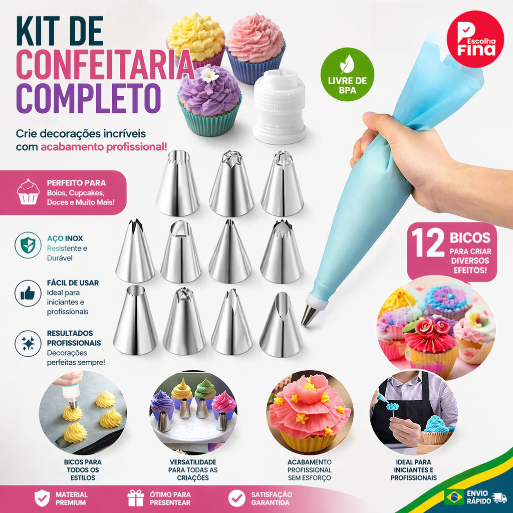 24 PÇS Azul/Rosa Conjunto de Saco de Confeiteira de Silicone com Bico para Decoração com Creme / Confeitaria / Açúcar