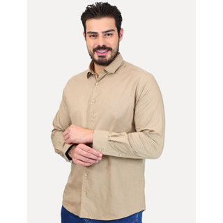 Camisa Dudalina Masculina Slim Slub Cotton Flame Lisa Cáqui Claro 53.06.4890 38 em Oferta na Shopee