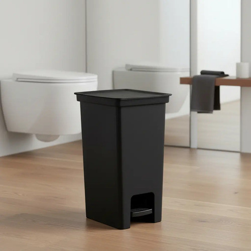 Lixeira Cesto 10l Pedal Plástico Preto Paramount Fly Banheiro Cozinha Aro Saco
