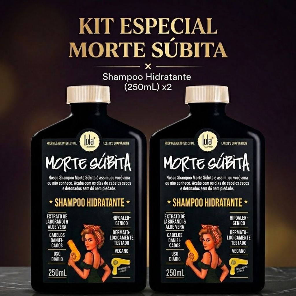 Kit 2 Shampoo Morte Súbita Lola Cosmetics 250ml – Hidratação Intensa em Dobro