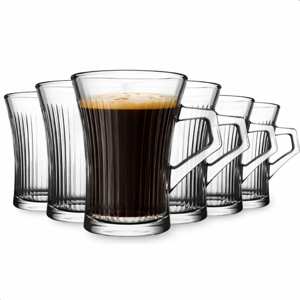 Jogo De 6 Xícaras Canelada para Chá Café Capuccino