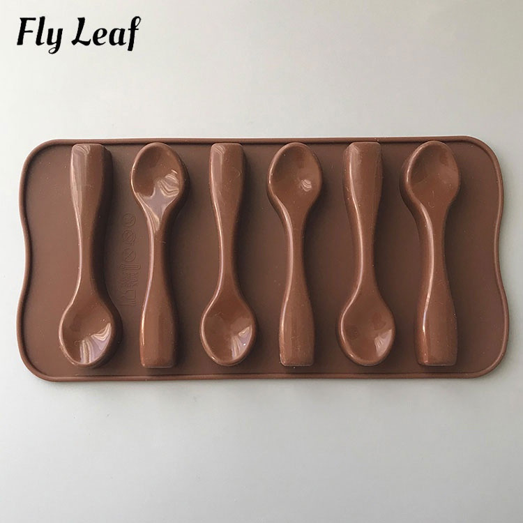 Molde De Silicone Em Forma De Colher 3D De Folha De Mosca , Chocolate , Decoração De Bolo , Moldes De Resina Fondant , F