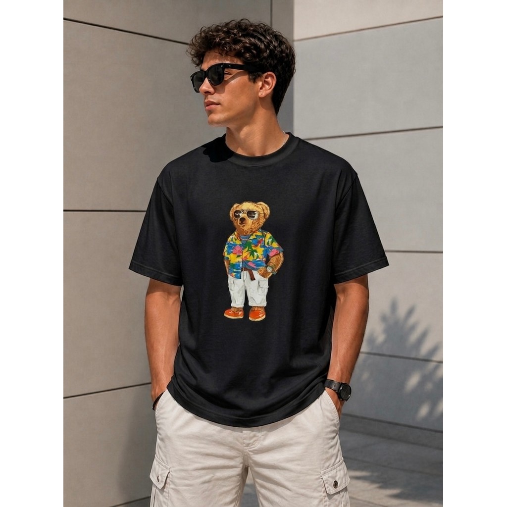 Camiseta Camisa Oversized Estampada Urso Ursinho Estiloso Masculina Feminina Unissex Casual Básica 100% Algodão