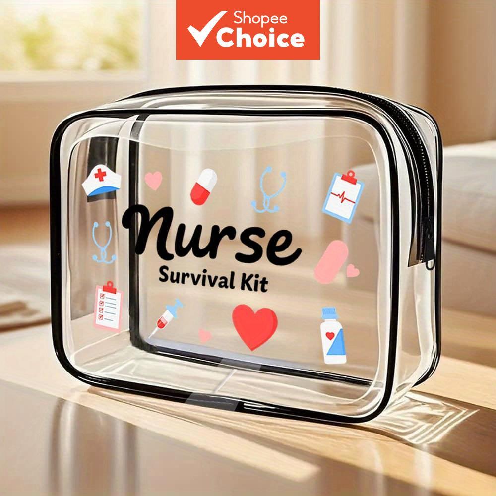 Bolsa de Cosméticos Fofa Temática de Enfermeira para Mulheres: Padrões Médicos Inspiradores, Bolsa de Higiene de Viagem
