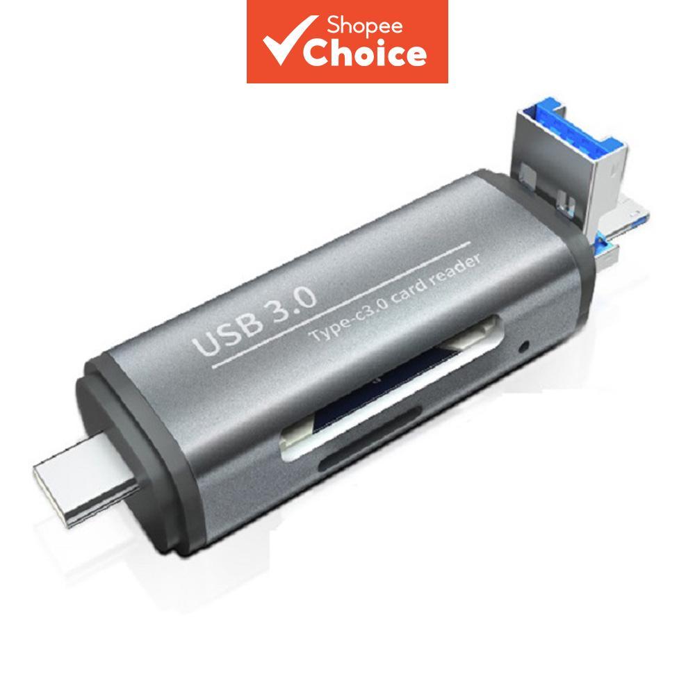 Leitor de cartões multiinterface Tipo C USB 3.0 Micro USB para SD/TF, adaptador de memória para dispositivos móveis e