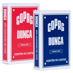 BARALHO DUNGA COPAG 55 CARTAS NAIPE CONVENCIONAL VERMELHO AZUL CARD MESA BRIDGE SIZE RED BLUE