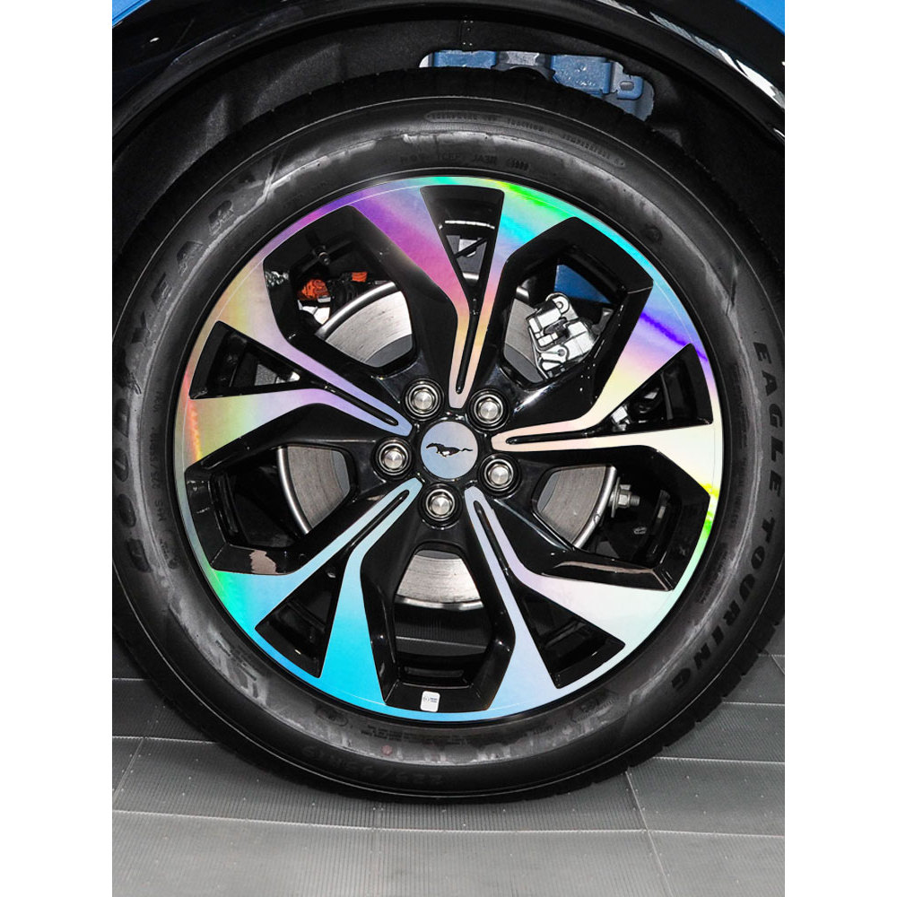 Usado para Ford cavalo elétrico Laser roda adesivo aro da roda galvanoplastia decoração modificada fibra de carbono ades