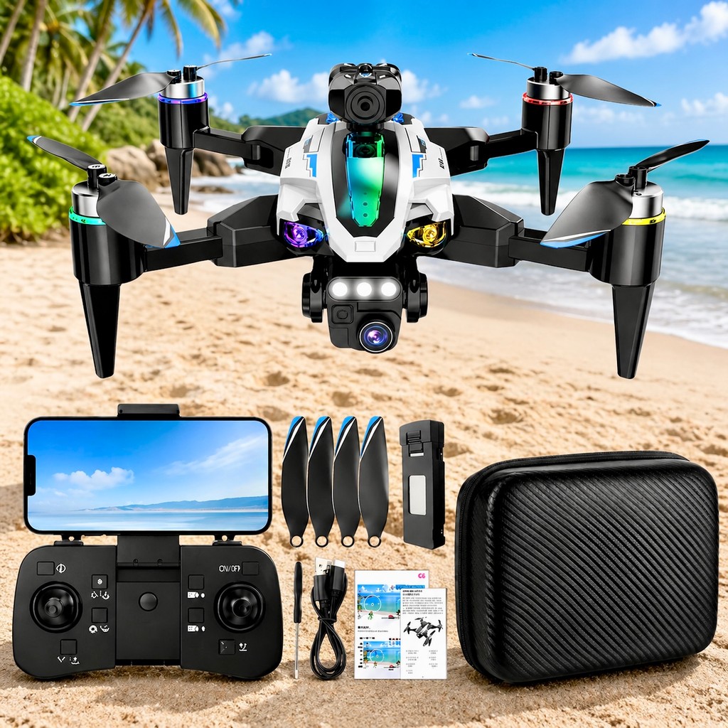 Drone W29HW Profissional Motor Brushless Câmera HD Ajustável 120 Graus Voo Estável WiFi FPV Com Maleta 1 Bateria