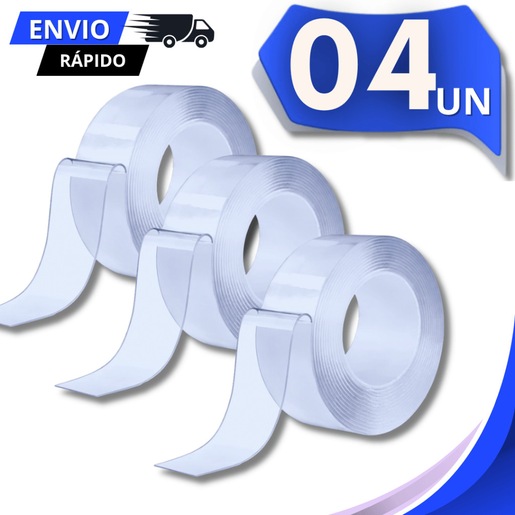 Jogo Fitas Dupla Face Forte Transparente 4,5x1,8x1mm Mágica Adesiva Cola Parede Móvel Utilidades