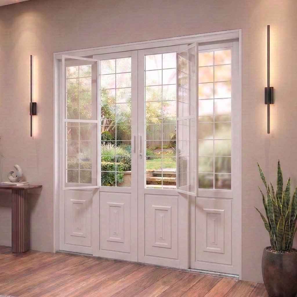 Porta de Aço de Correr 213x200 com Grade Quadrada e Postigo Facilita Lucasa Branco