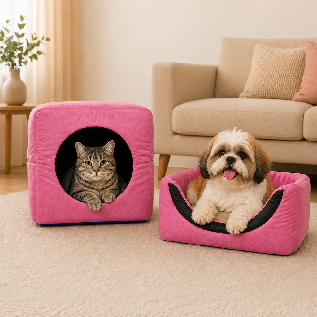 Cama Toca Pet Iglu 2 em 1 para Gato e Cachorro | Casinha Pet Macia com Almofada | Tamanhos P M G