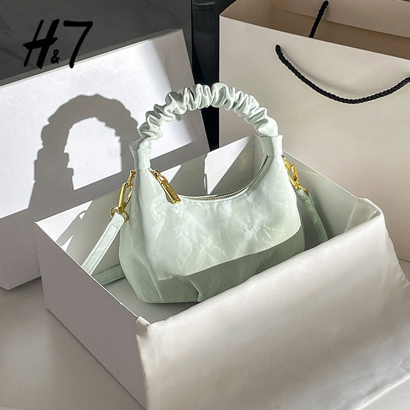 Nicho extravagante saco H7 luz luxo Retro novo estilo nuvem saco plissado pequeno saco 2025 portátil Crossbody