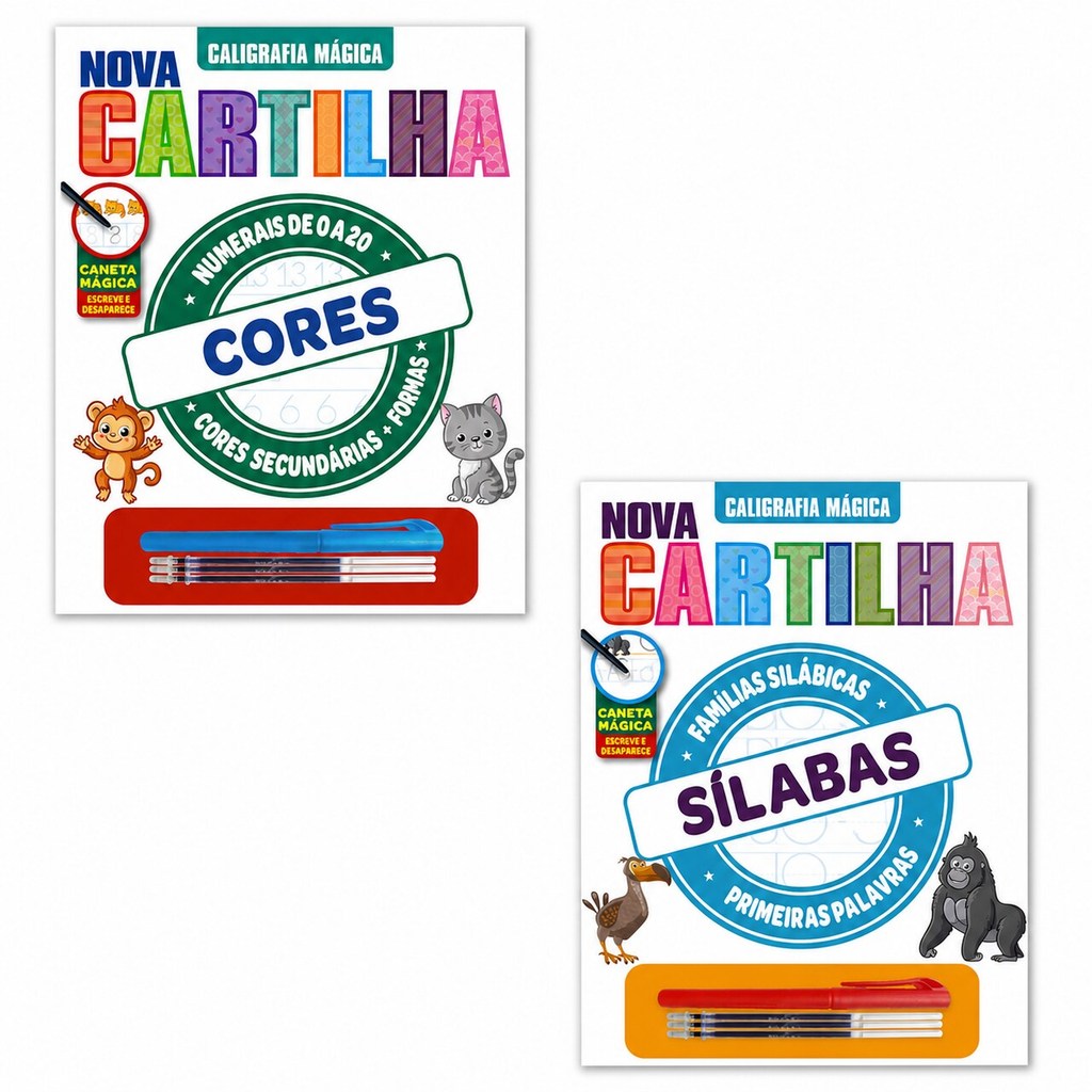 Combo Nova Cartilha de Caligrafia 03 - Kit com 2 Cartilhas (Sílabas + Cores)