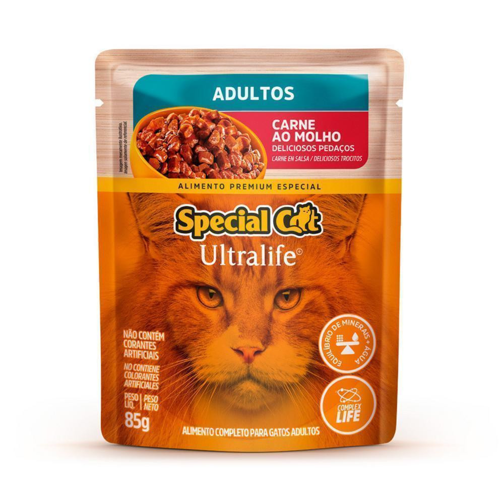 Ração Úmida Special Cat Ultralife para Gatos Adultos Sabor Carne ao Molho 85g