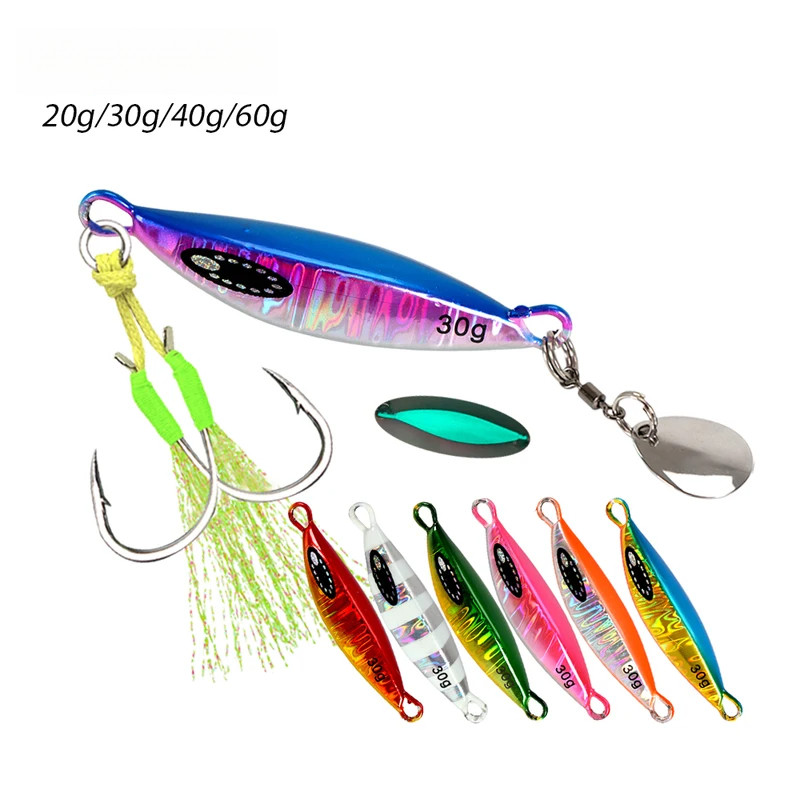 Isca de Pesca Spin Tail Metal Jig 20g 30g 40g 60g, Spinner Shad Metal Vib, Isca de Arremesso para Pesca de Costa, Colher