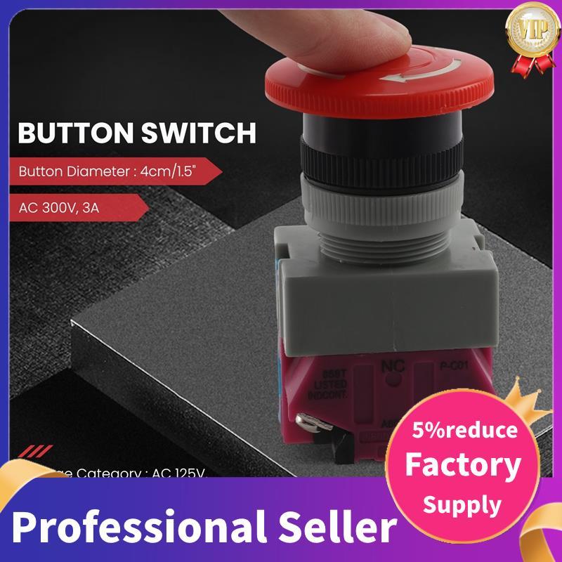 Interruptor De Botão De Parada De Emergência De Cogumelo Vermelho AC 600V 10A 22mm NO NC