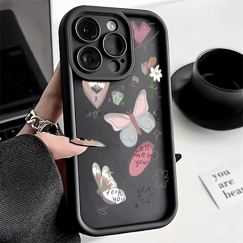 Borboleta Capa Capinha Para Samsung A06 A07 A05S A12 A13 A14 A15 A16 A17 A23 A32 A34 A36 4G Fosco Antiqueda Não Amarela