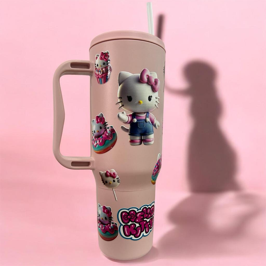 Copo com Canudo Hello Kitty 1200ml Em Policarbonato + Brinde