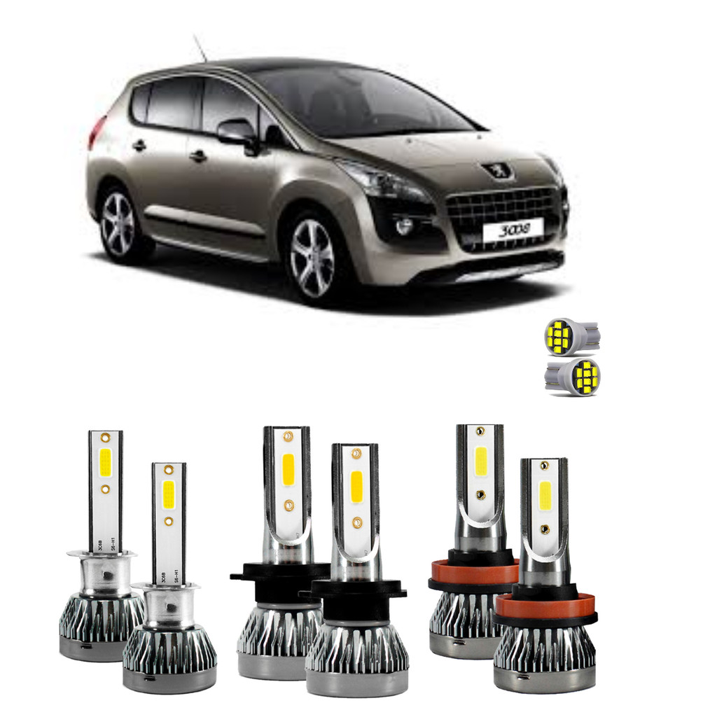 KIT ULTRA LED NANO PEUGEOT 3008 2010/2014 22000 LÚMENS 6500K ALTO BAIXO MILHA