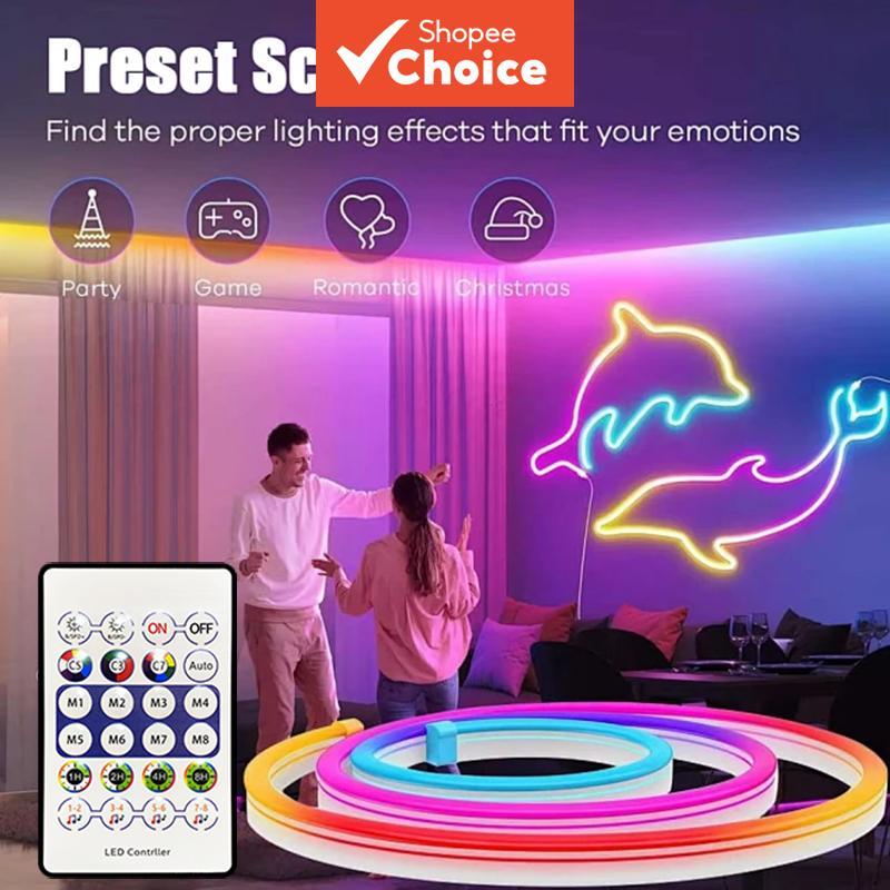 10 m / 5 m / 3 m / 1 m  RGBIC aplicativo de luz flexível Neon LED sincronizado com música aplicativo 16M cores com