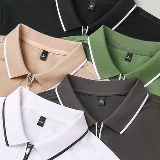 Verão 7A antibacteriano cor sólida zíper de manga curta camisa polo masculina topo cor sólida camisa polo masculina