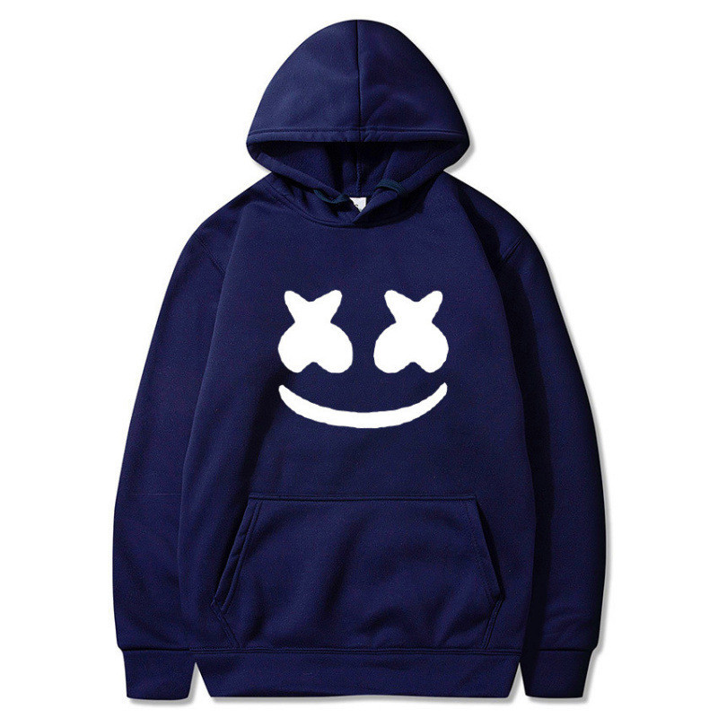 Venda quente marshmello banda Smiley marshmello impresso moletom masculino com capuz pulôver